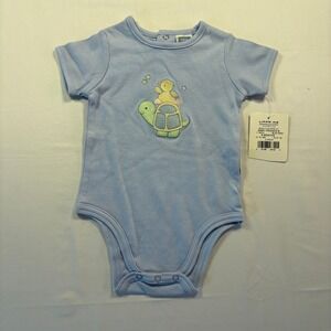 Little Me Baby Bodysuit Blue Embroidered Turtle Duck 6 Months NWT 11190LE